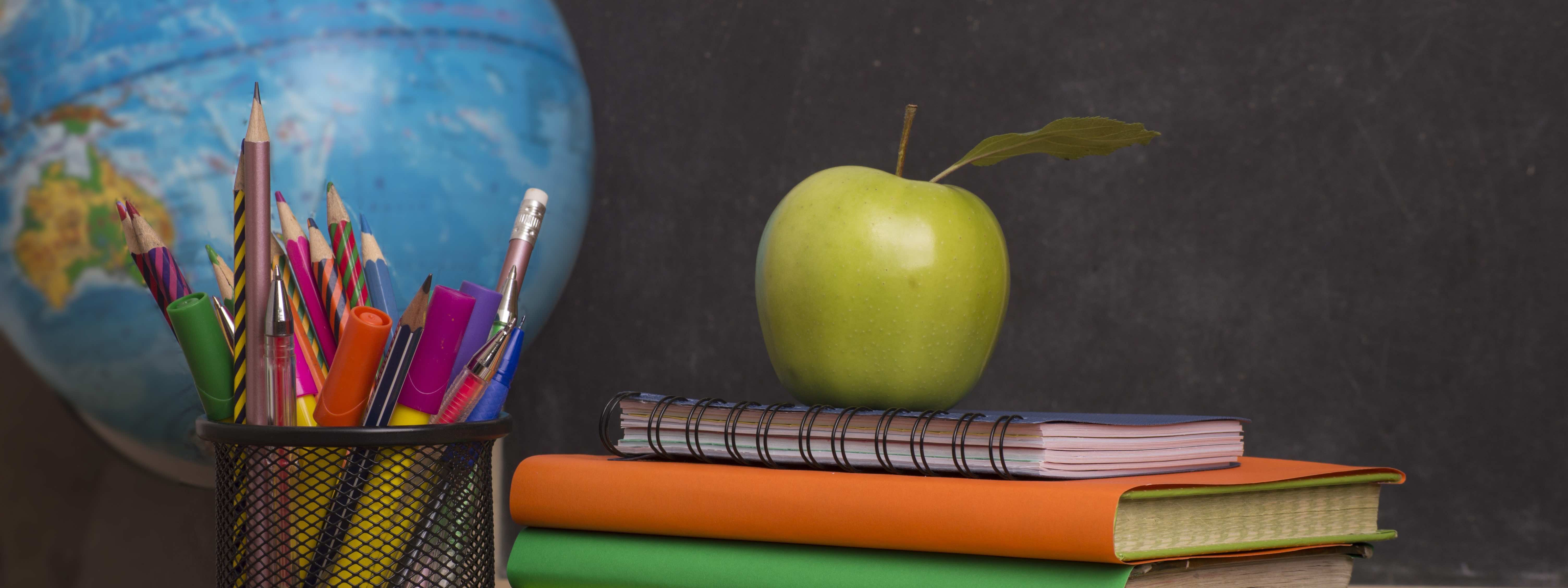 School books on a desk